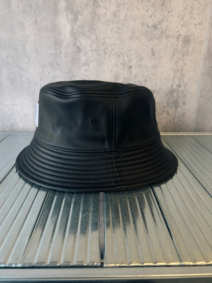 Lazor Logo Leather Bucket Hat -Black-
