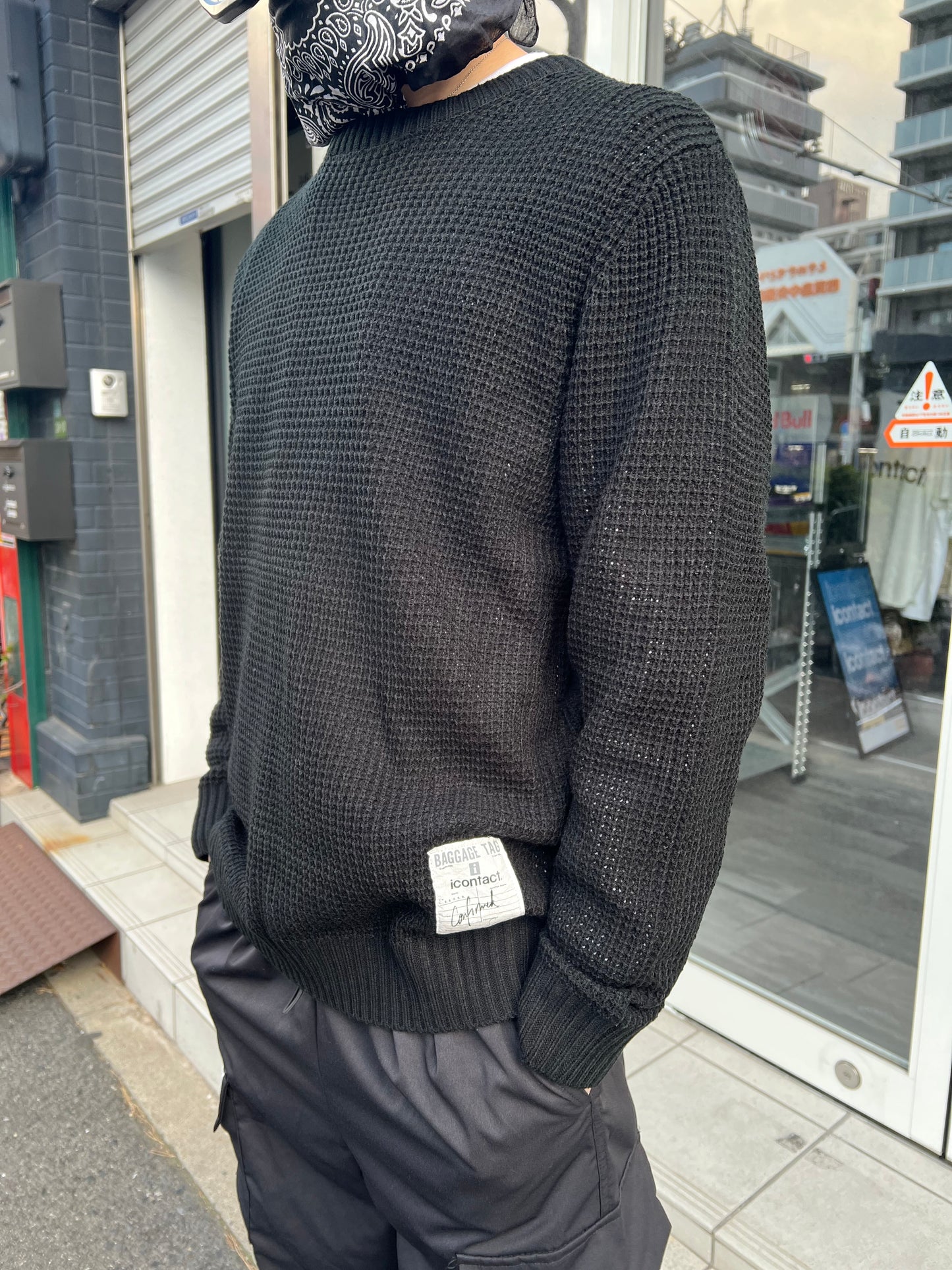 Knit Sweater -Black-