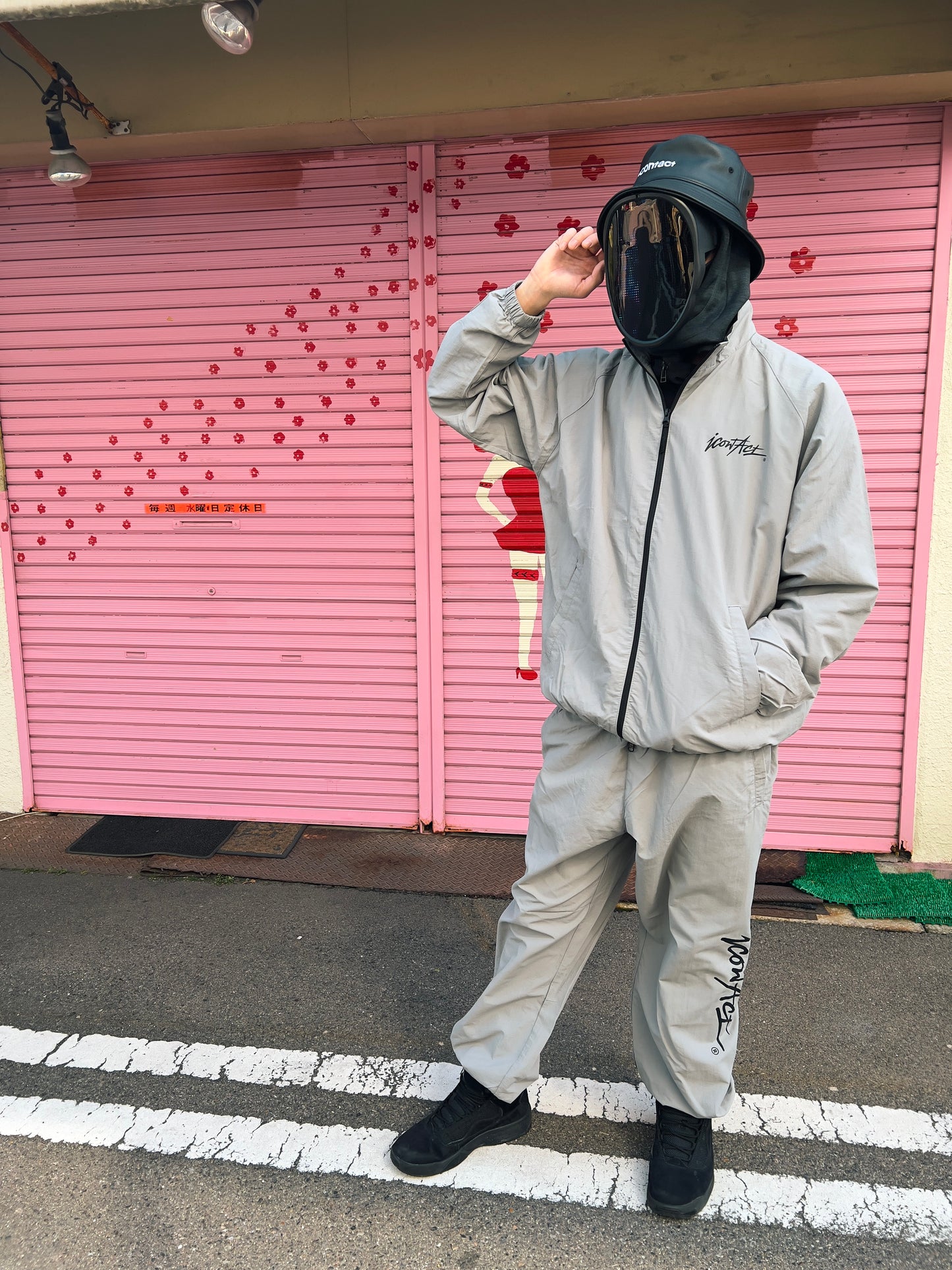 Stroke Logo Nylon Jacket -Grey-