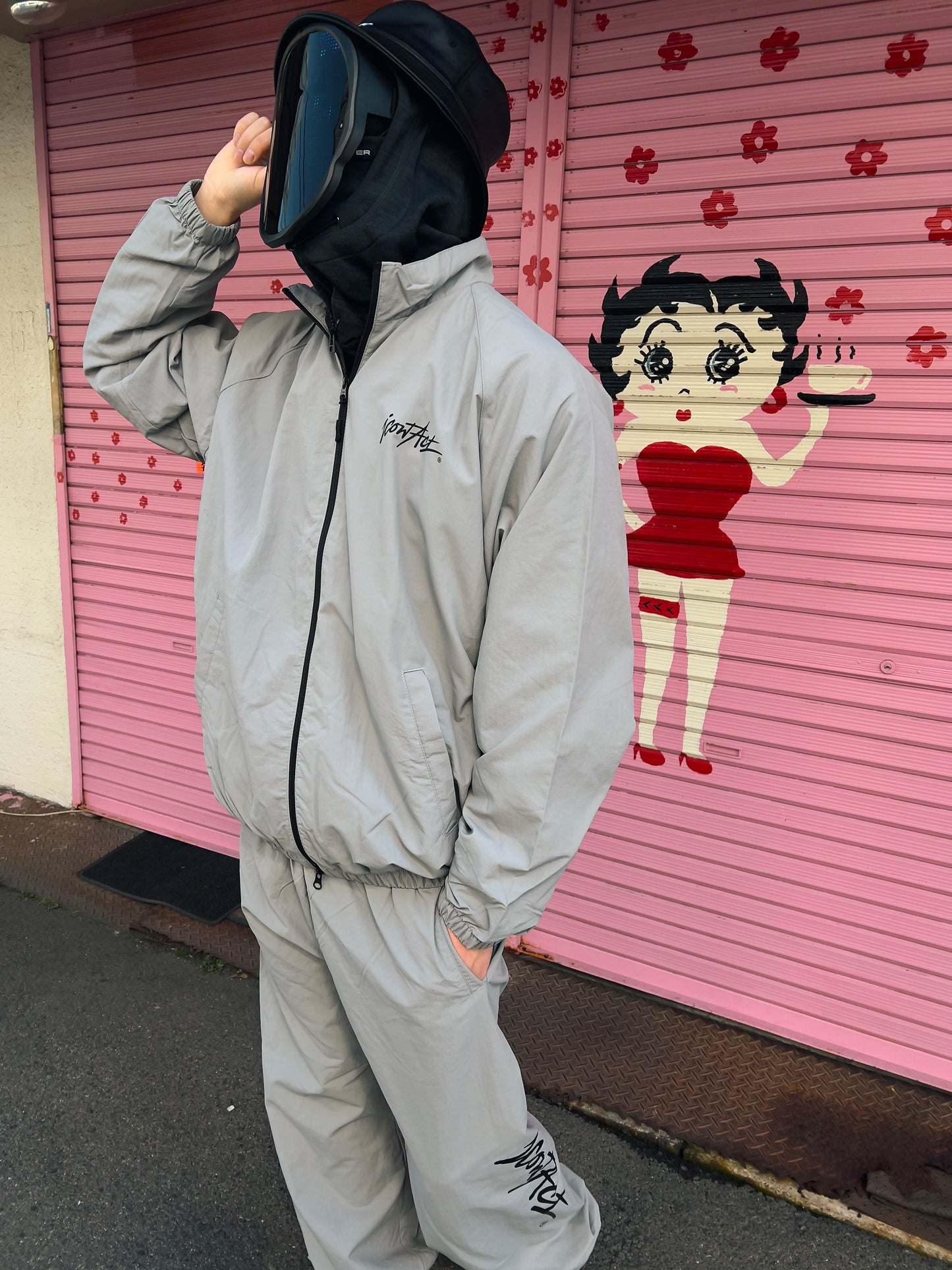 Stroke Logo Nylon Jacket -Grey-