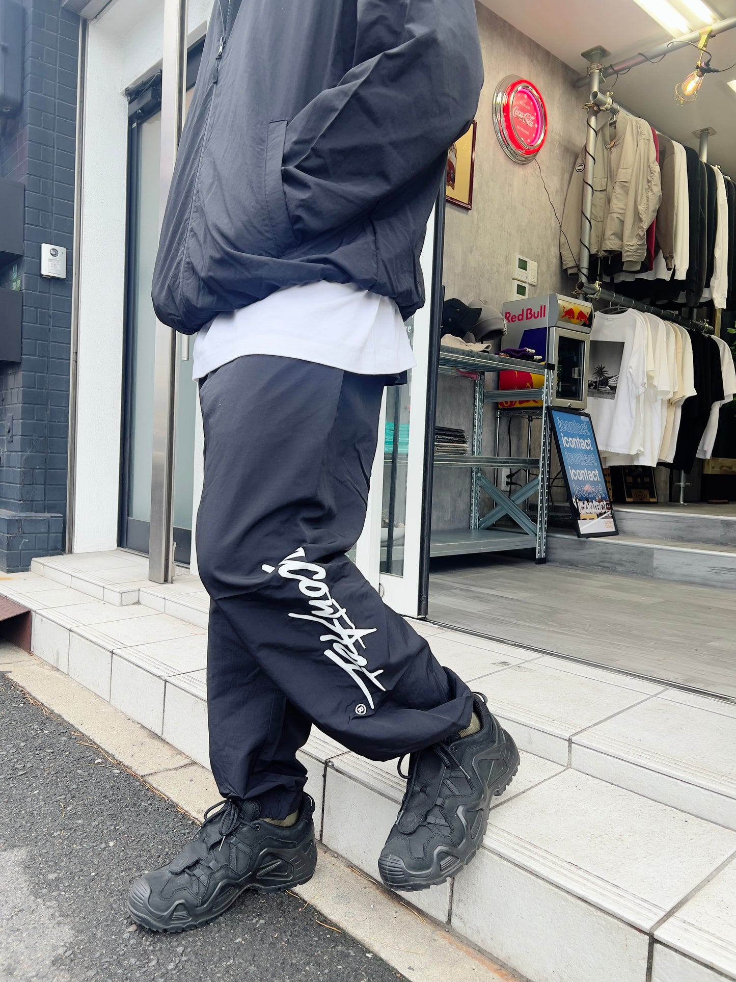 Stroke Logo Nylon Pants -Black-