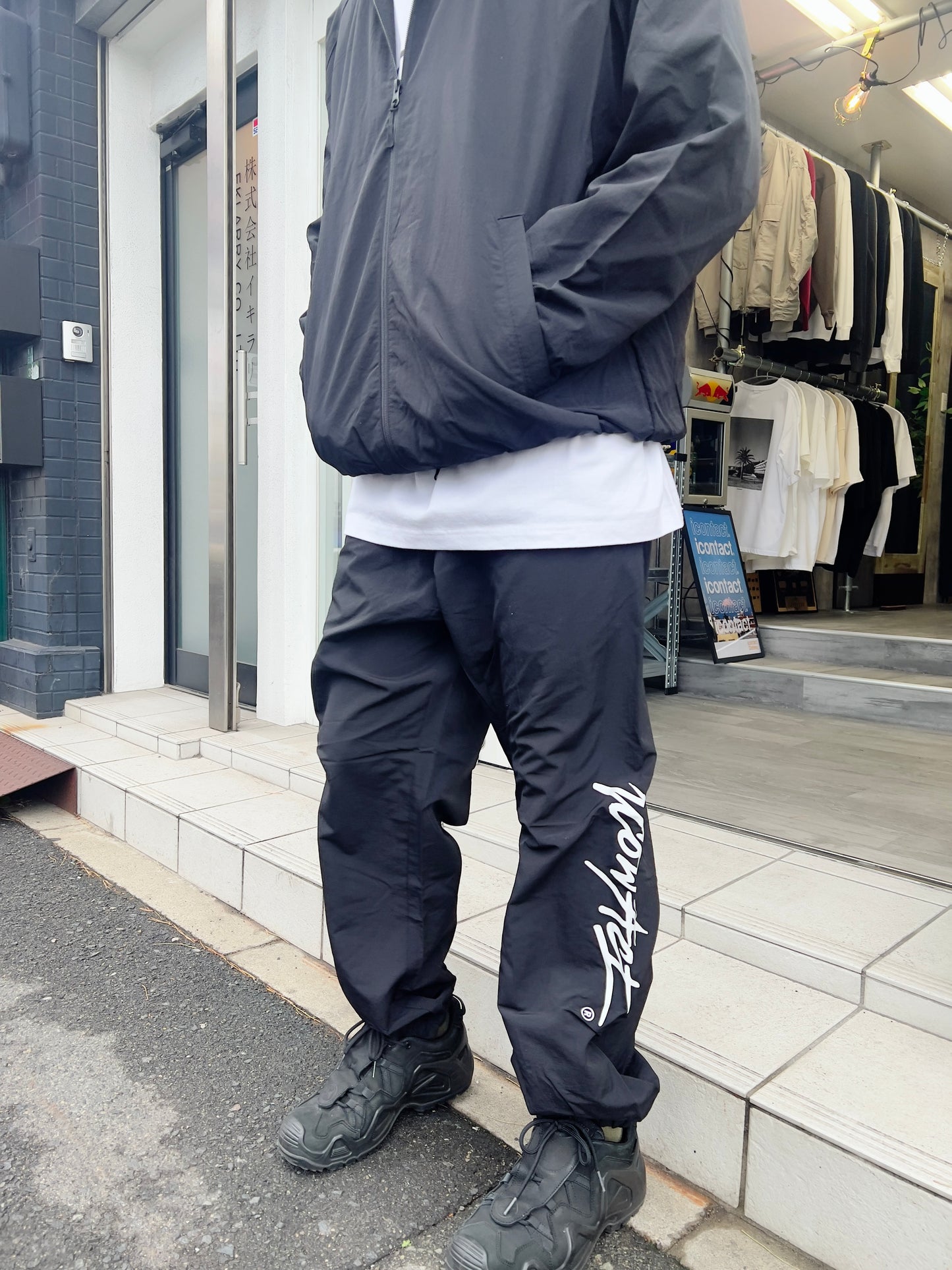 Stroke Logo Nylon Pants -Black-