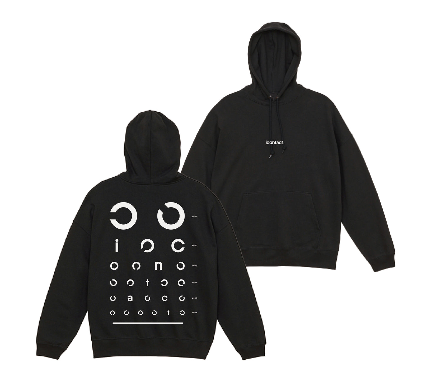 【受注販売】Eyecontact WIDE HOODIE -Black-