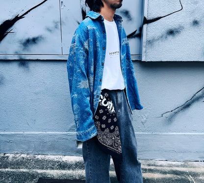 JACQUARD DENIM SHIRT -Lt INDIGO-