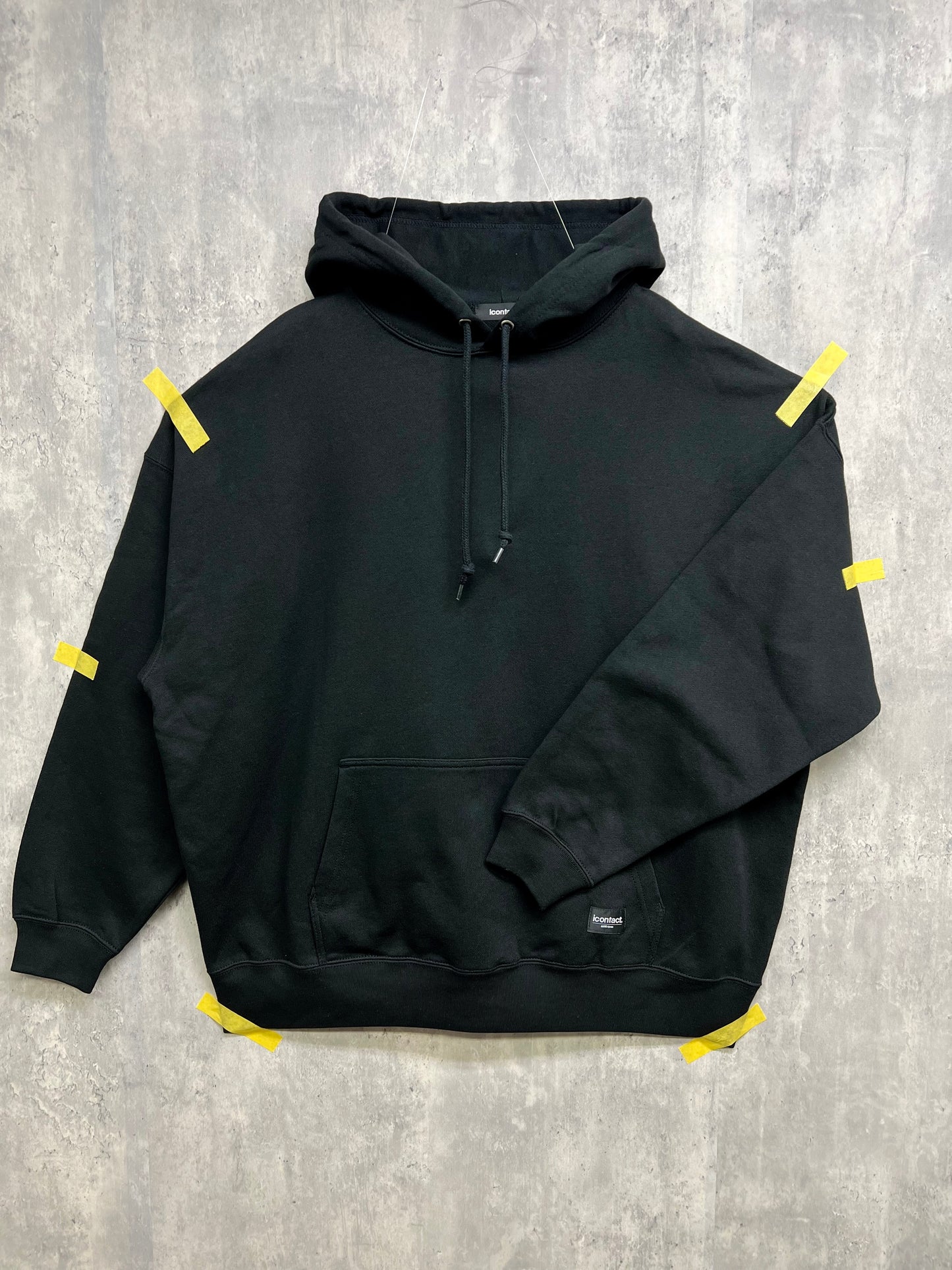 Triangle Logo WIDE HOODIE -Black-