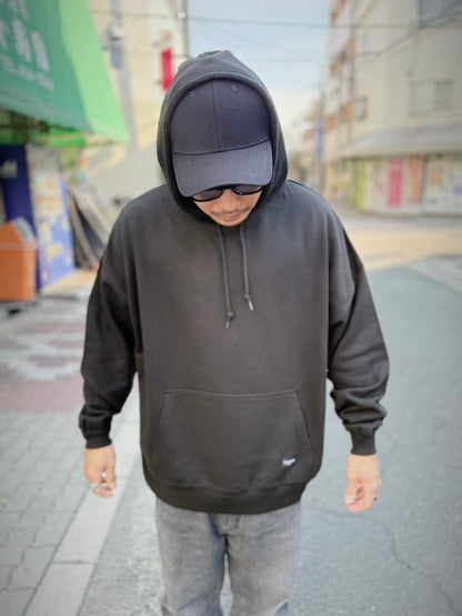 Triangle Logo WIDE HOODIE -Black-
