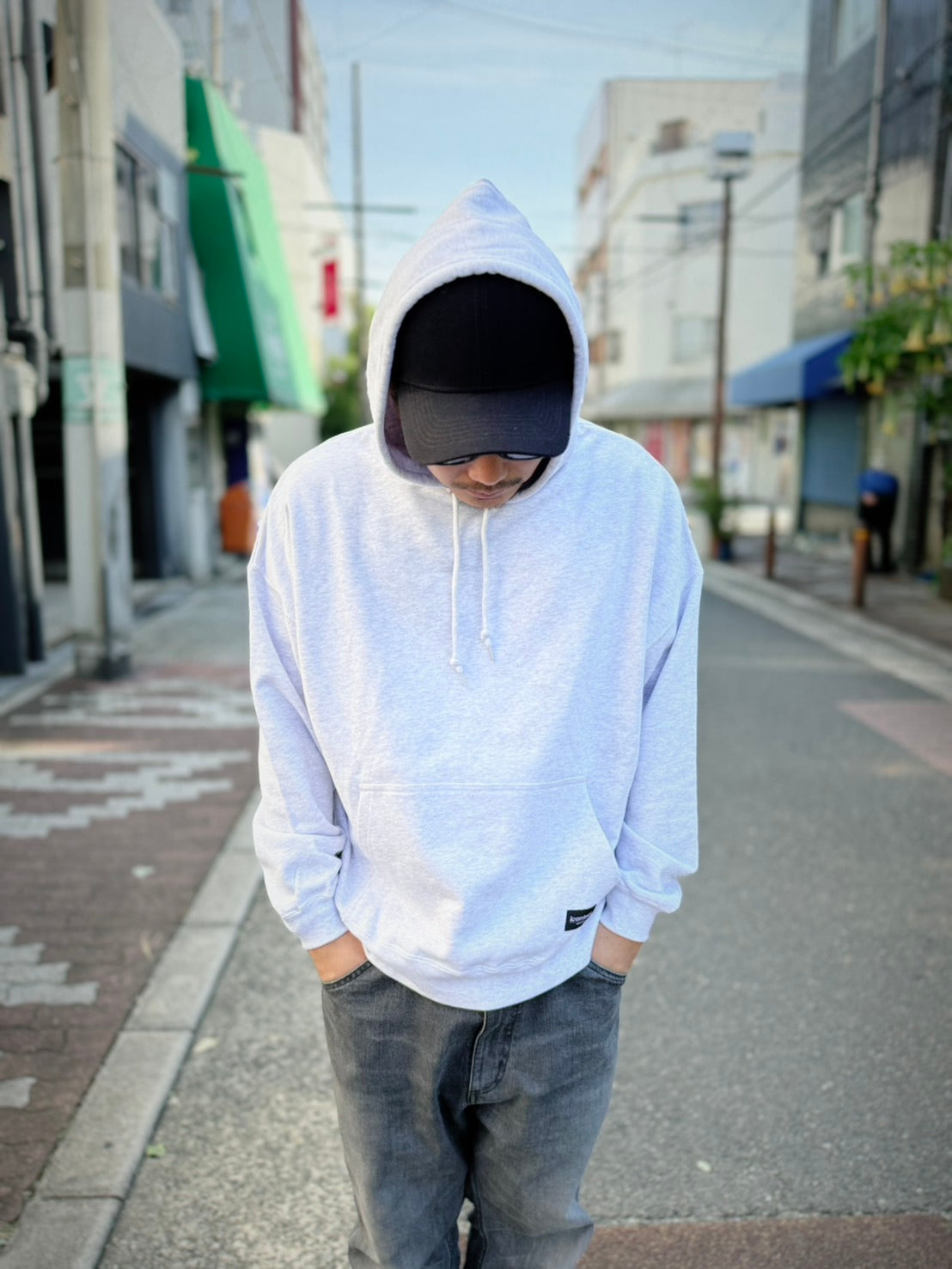 Triangle Logo WIDE HOODIE -Grey-