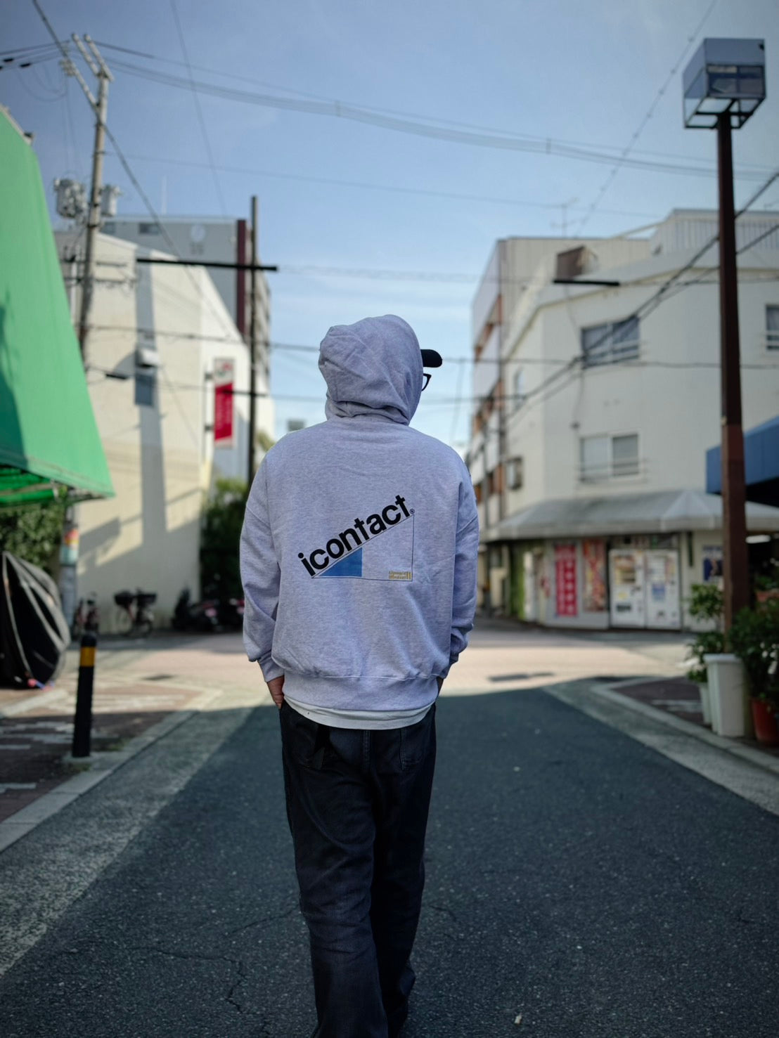 Triangle Logo WIDE HOODIE -Grey-