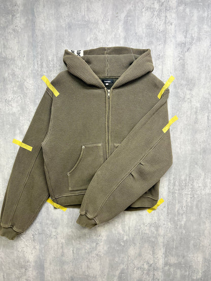 WAFFLE  ZIP HOODIE -Brown-