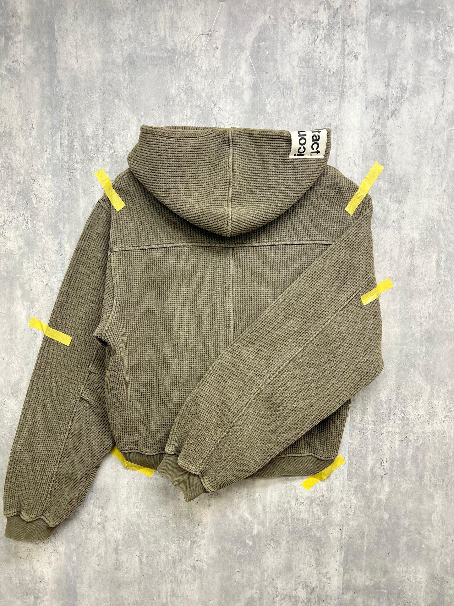 WAFFLE  ZIP HOODIE -Brown-