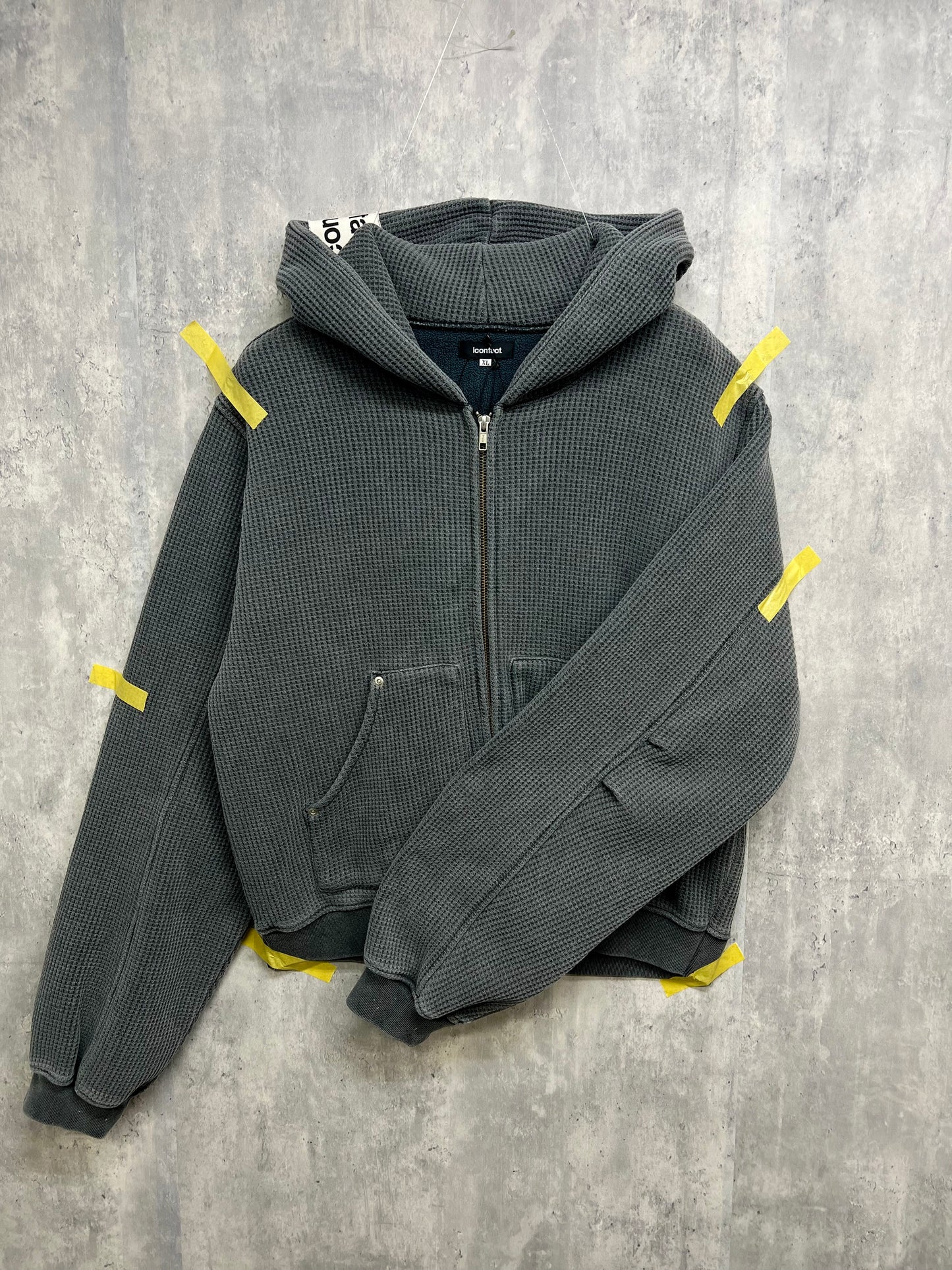 WAFFLE  ZIP HOODIE -Ink Black-