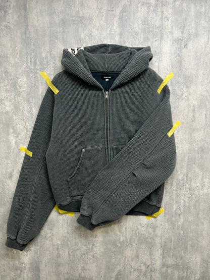 WAFFLE  ZIP HOODIE -Ink Black-