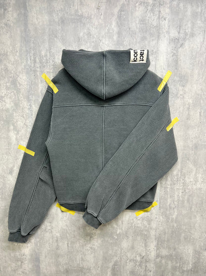WAFFLE  ZIP HOODIE -Ink Black-