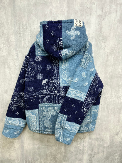 JACQUARD Boa Zip Jacket -Navy-