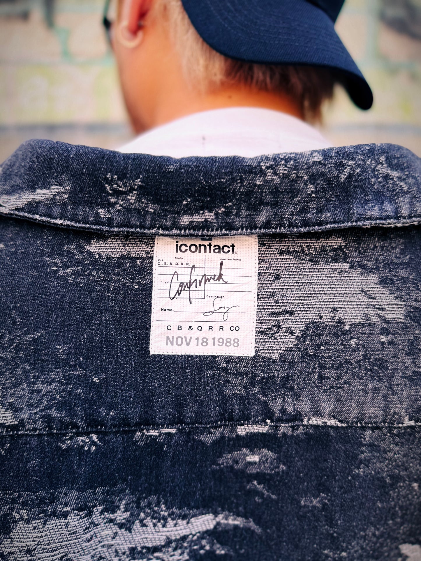 JACQUARD DENIM SHIRT -BLACK-