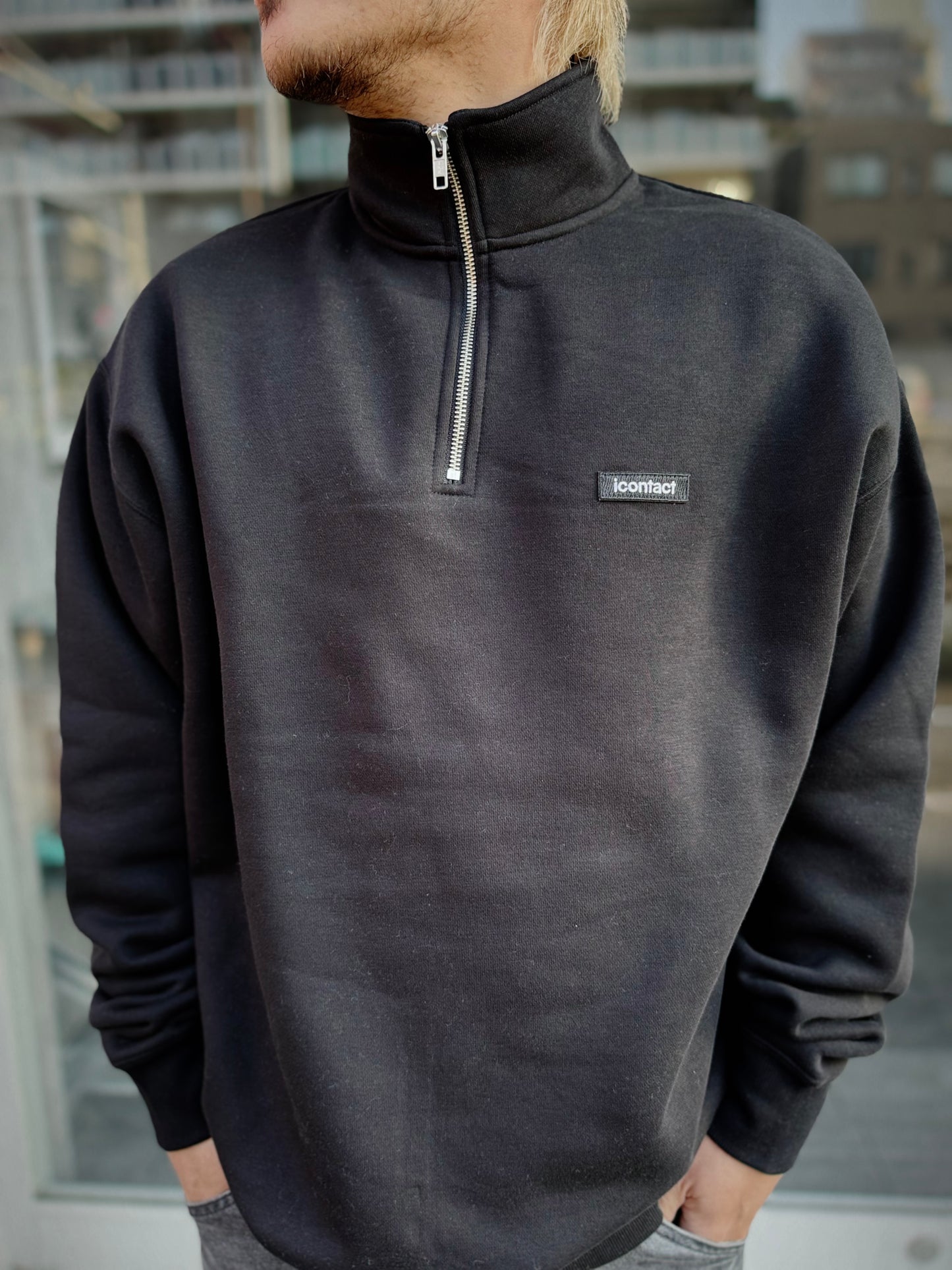 Small Box Logo HALF ZIP SWEAT (裏起毛)   -Black-