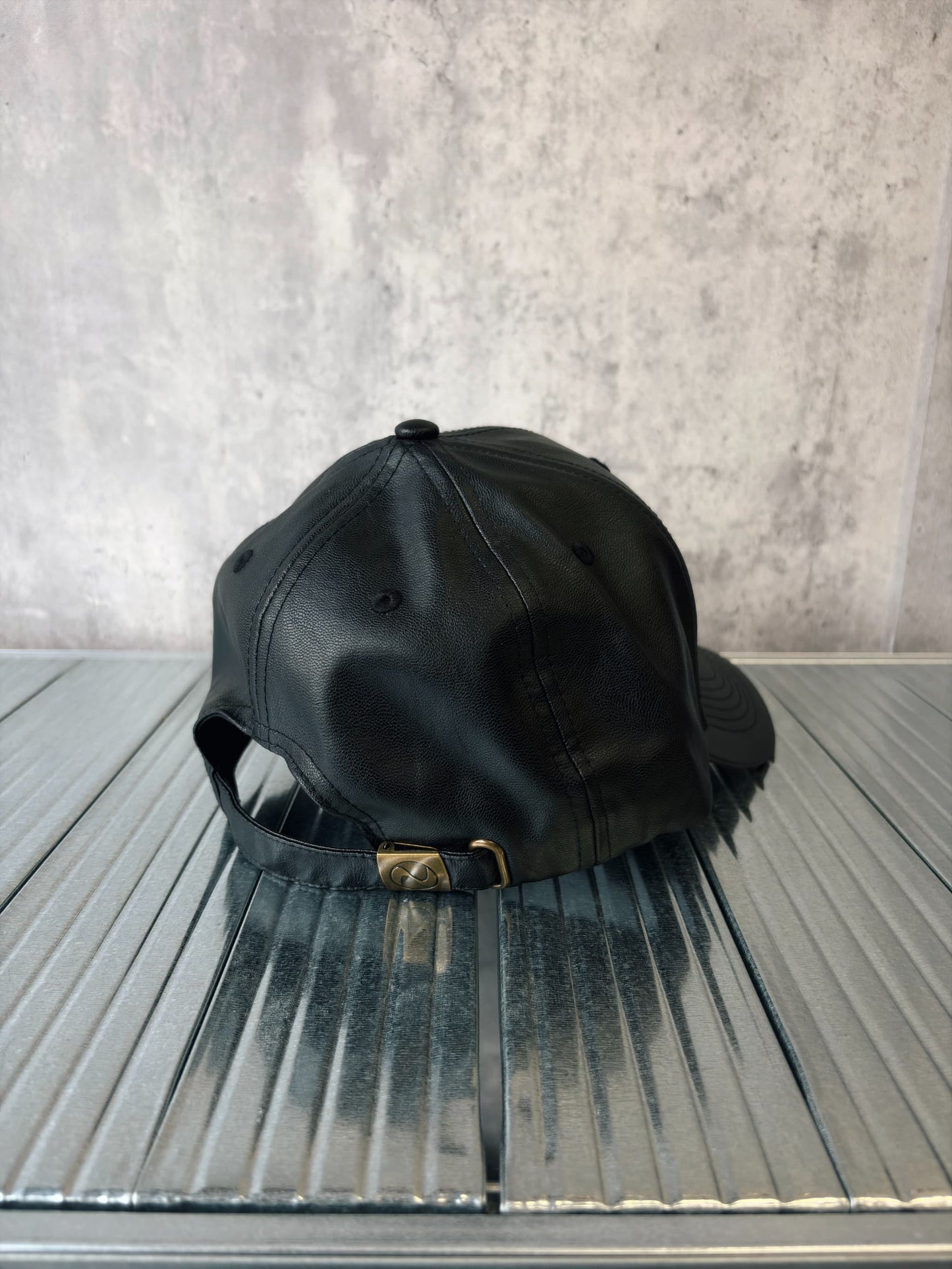 Lazor Logo Leather Baseball Cap -Black-