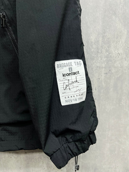 Half-Zip Hoodie Jacket -Black-