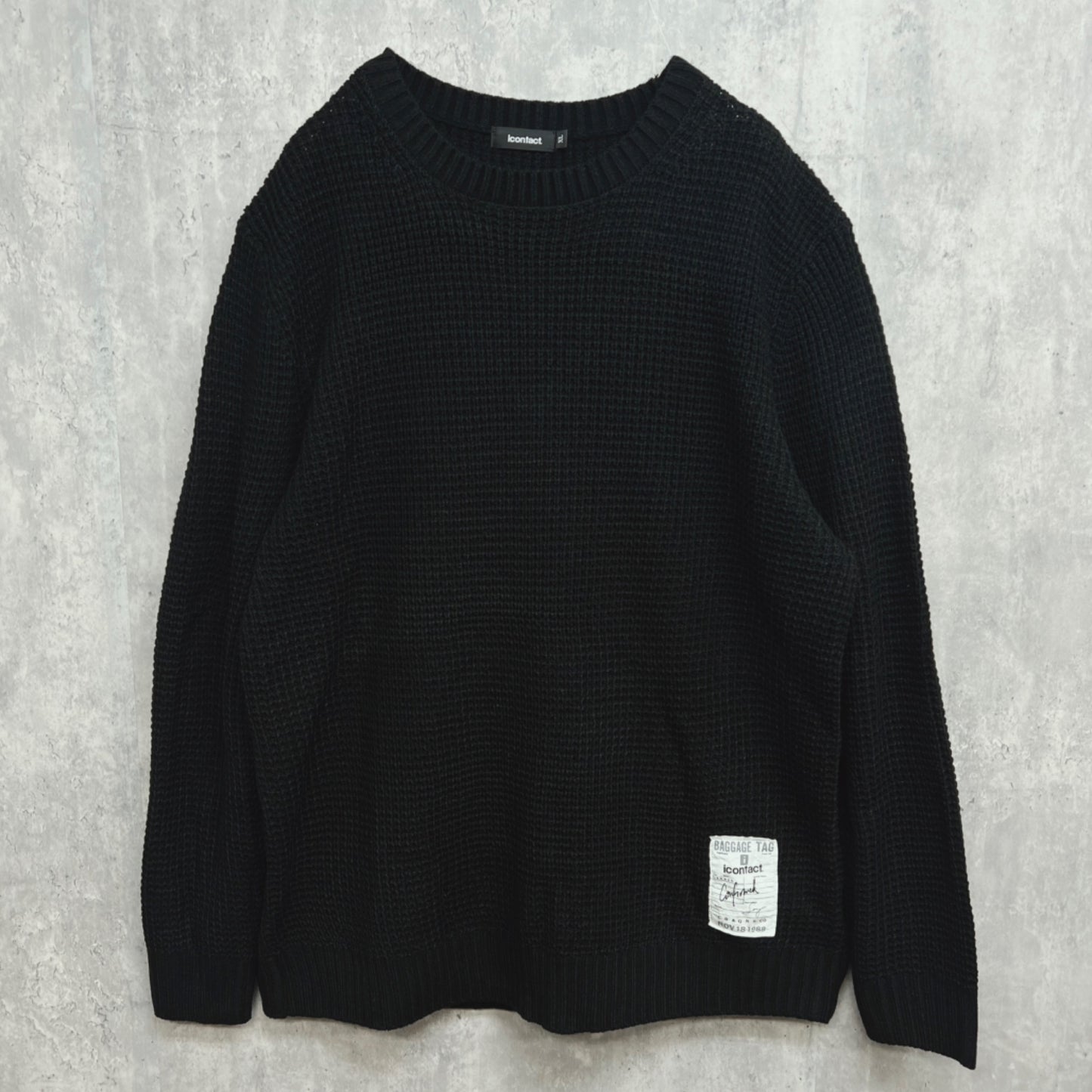 Knit Sweater -Black-