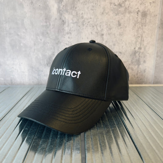 Basic Logo Leather Baseball Cap -Black-