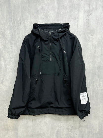 Half-Zip Hoodie Jacket -Black-