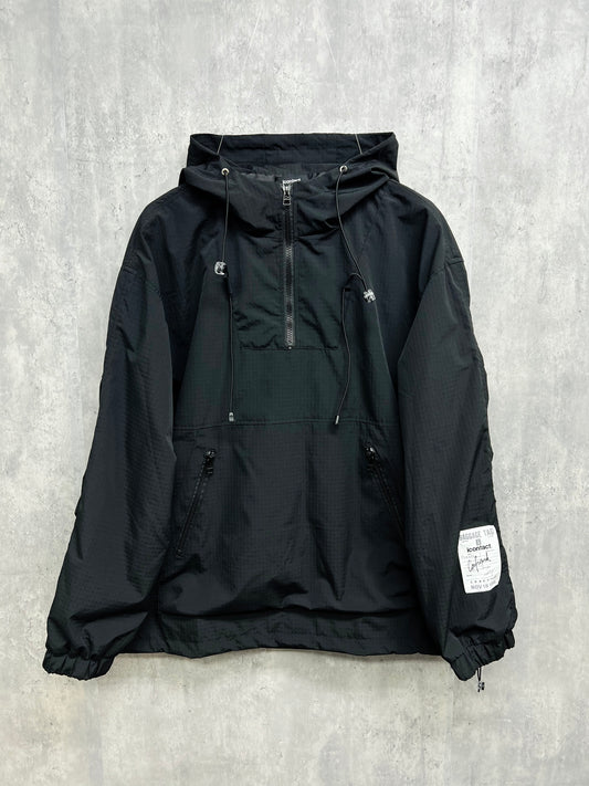 Half-Zip Hoodie Jacket -Black-